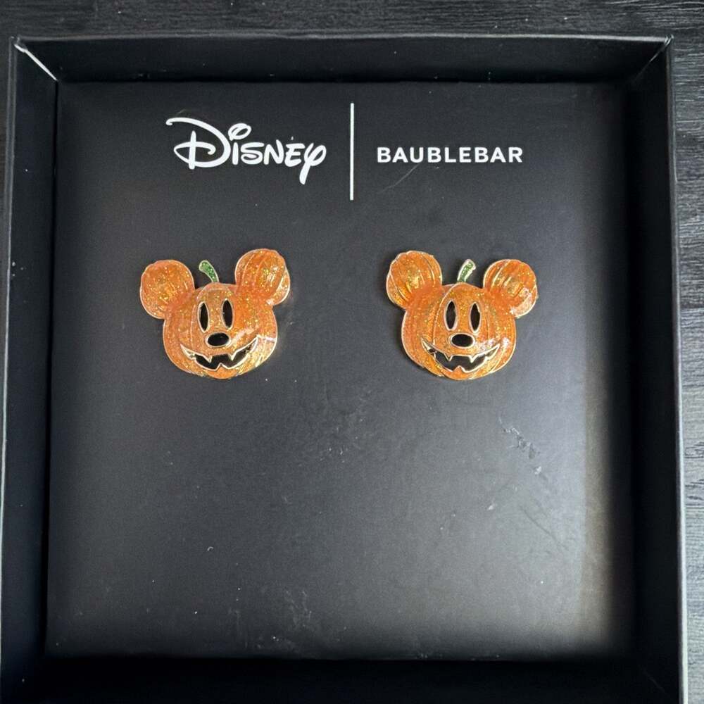 Baublebar Disney Mickey Mouse Haunted Pumpkin Stud Earrings New in box